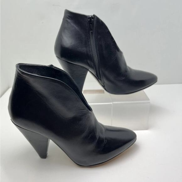 Unlace Black Leather Pointed Toe Ankle Boots Made in Italy - Picture 12 of 12